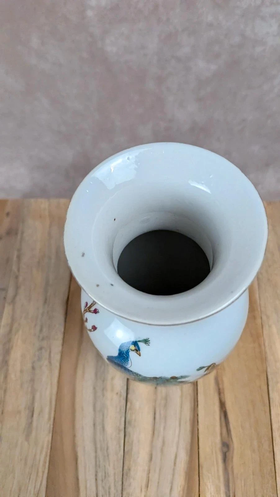 Vase asiatique décor paon en porcelaine – photo 2